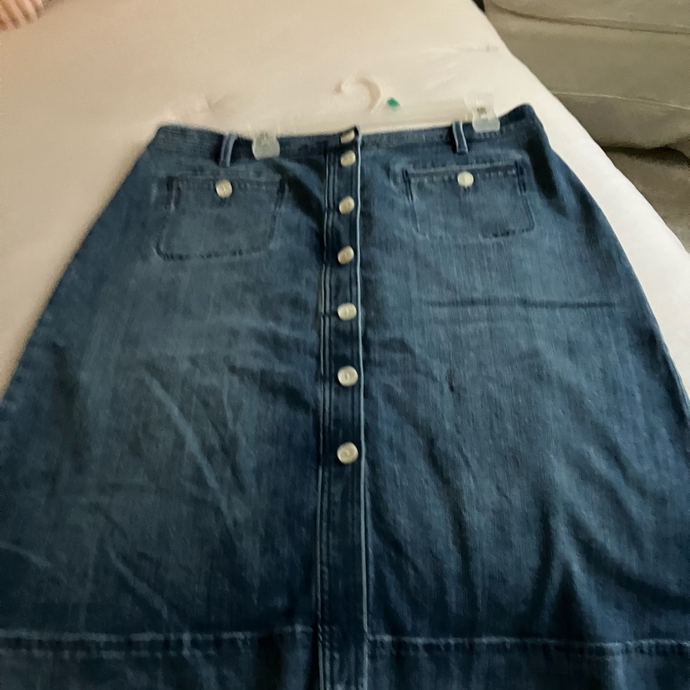 Talbots Dark Blue Button-Front A-Line Skirt